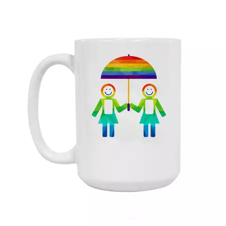 Pride Collection Ceramic Coffee Mug 15oz - Lesbian Couple with Custom Names