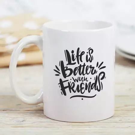 Ceramic Coffee Mug 15oz - Life is Better with Friends buy at ThingsEngraved Canada