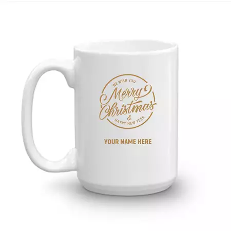 Personalized Christmas Ceramic Coffee Mug - Gold