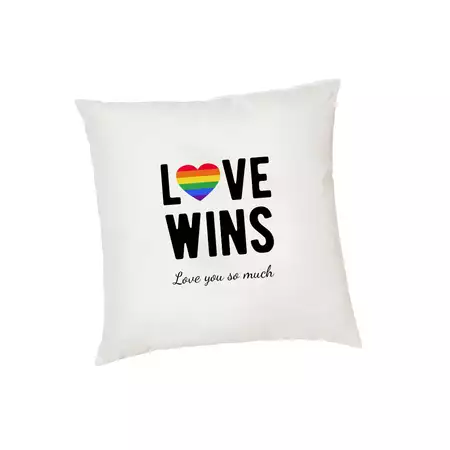 LGBTQ2S+ Collection Cushion Cover Love Wins Personalized buy at ThingsEngraved Canada