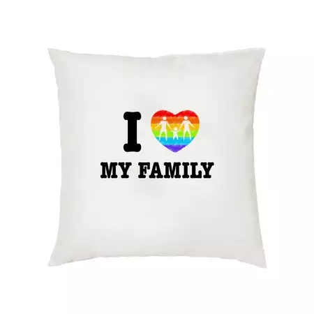 LGBT Family III with kid Cushion Cover with Custom Text