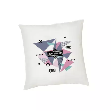 Grey Pink Geometric Cushion Cover with Personalization