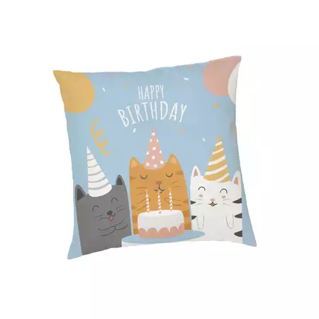 Birthday with Cats Cushion Cover 40cm x 40cm buy at ThingsEngraved Canada