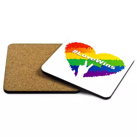 Love Wins Rainbow Heart Single Coaster buy at ThingsEngraved Canada