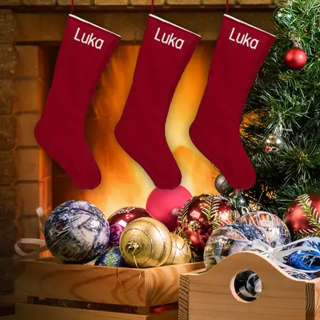 Personalized Christmas Stockings - Chic Red - Set of 3