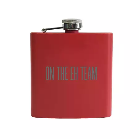 Red Stainless Steel Flask 6oz On the Eh Team buy at ThingsEngraved Canada