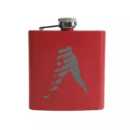 Red Stainless Steel Flask 6oz Hockey