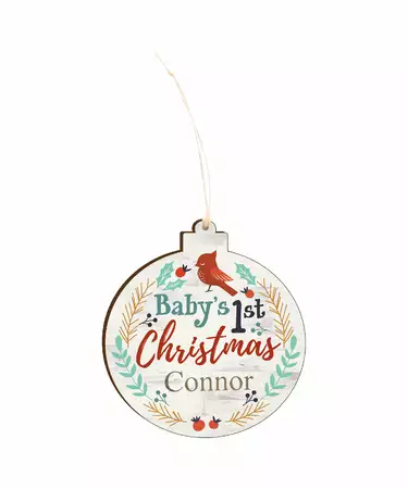 Personalized Baby's First Christmas wood ornament