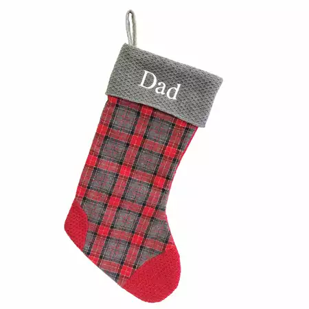 Plaid knit stocking with Custom Embroidery buy at ThingsEngraved Canada