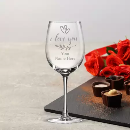 I Love You Custom Engraved White Wine Glass 12oz buy at ThingsEngraved Canada