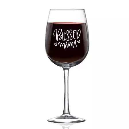 Blessed Mama Engraved Red Wine Glass buy at ThingsEngraved Canada