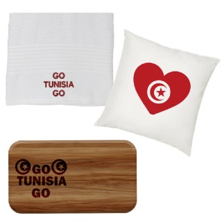 Go Tunisia Go Towel, Pillow, and Cutting Board Set