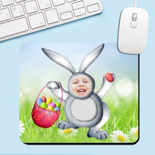 Grey Easter Bunny Mouse Pad