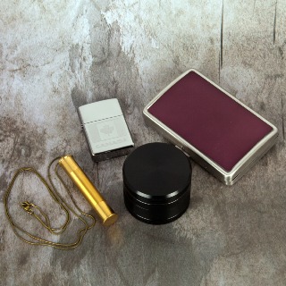 Black Grinder Gift Set with Purple SS Cigarette Case. buy at ThingsEngraved Canada