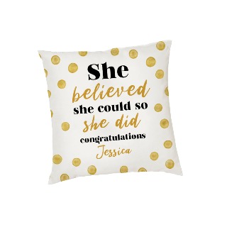 Personalized Cushion Cover She Believed Polka Dot buy at ThingsEngraved Canada