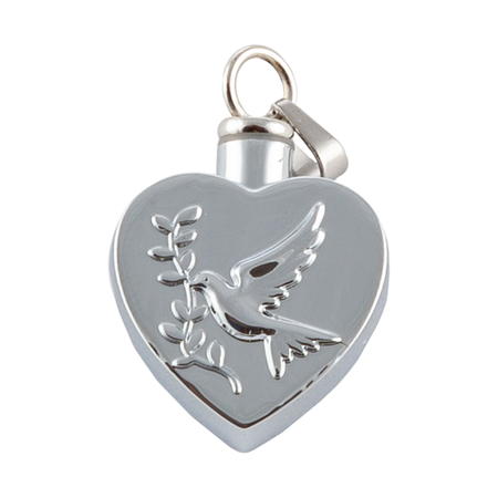 Custom Engraved Dove Heart Ash Pendant