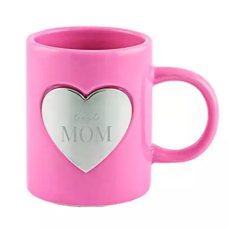 Pink Heart Ceramic Mug with Custom Engraving