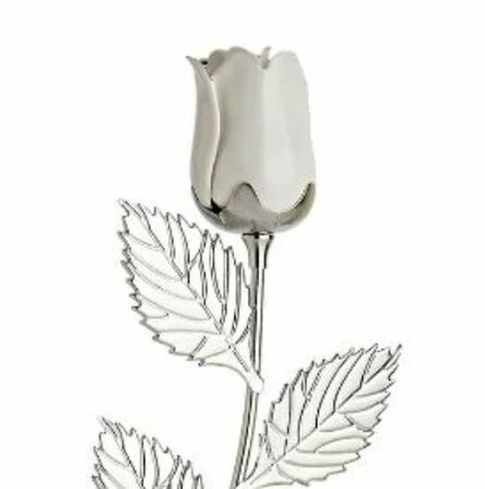 Silver-Plated White Rose with Custom Engraving