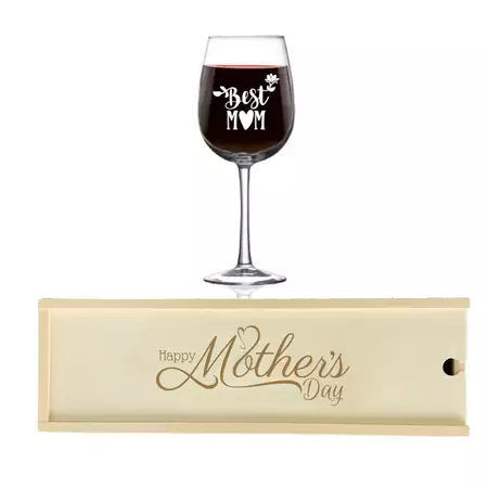 Wine Glass and Wine Bottle Box with Custom Engravings
