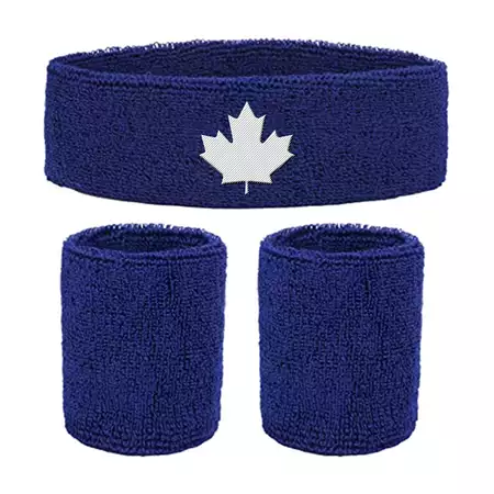 Sport Headband & Wristband Set with Embroidered Maple Leaf