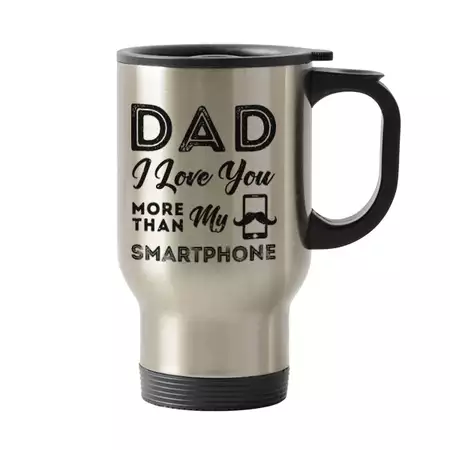 Personalized Travel Mug I Love You More than My Smartphone buy at ThingsEngraved Canada