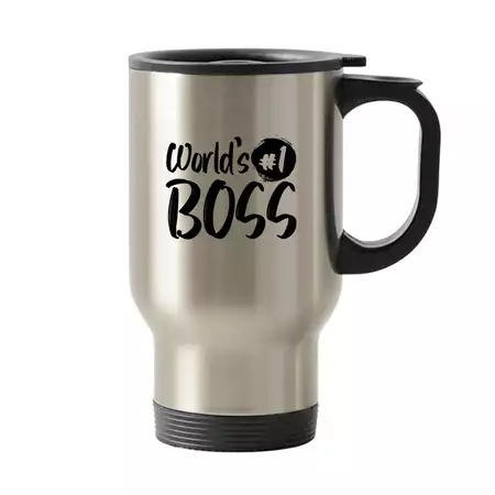 World's 1 Boss 14oz Travel Mug buy at ThingsEngraved Canada