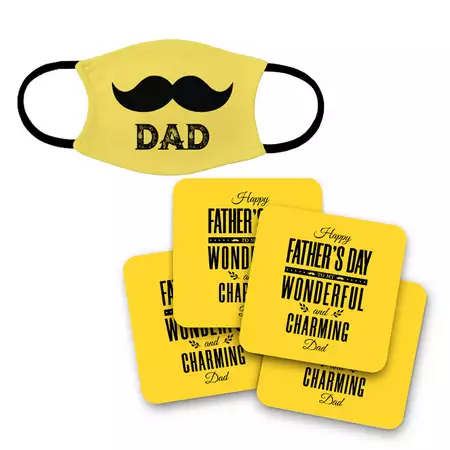 Father's Day Gift Set - Face Mask and a Set of 4 Coasters buy at ThingsEngraved Canada
