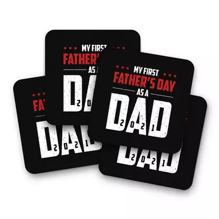 First Father's Day 2021 Set of Coasters 4pcs buy at ThingsEngraved Canada