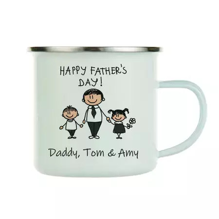Happy Father's Day Enamel Personalized Mug from Kids