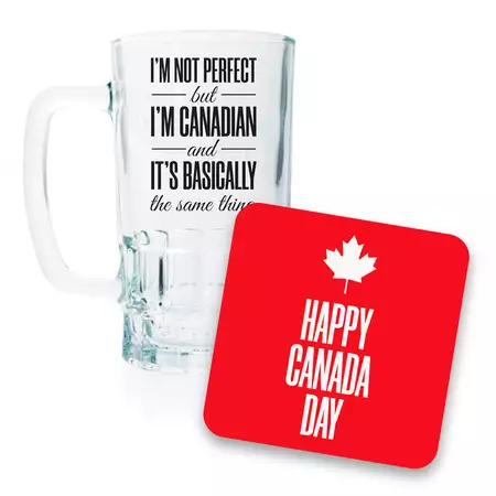 Canada Day Beer Mug and Coaster Set I