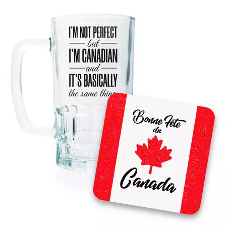 Canada Day Beer Mug and Coaster Set II buy at ThingsEngraved Canada