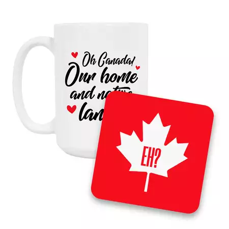 Canada Day Coffee Mug and Coaster Set I buy at ThingsEngraved Canada