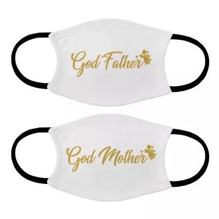 Set of 2 Adult Masks for Godparents with Angel