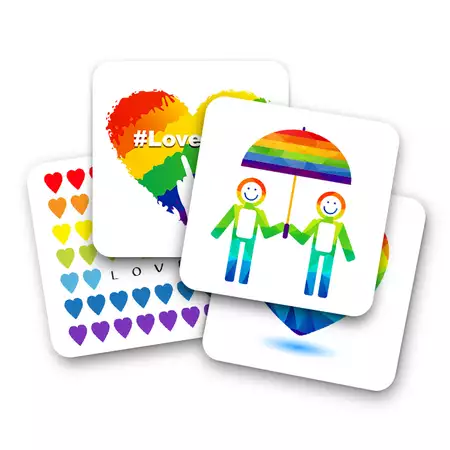 Pride Collection Set of 4 Coasters for a Gay Couple