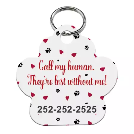 Custom Call My Human Pet Tag buy at ThingsEngraved Canada