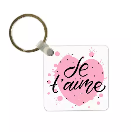 Je T'aime Keychain with Custom Photo