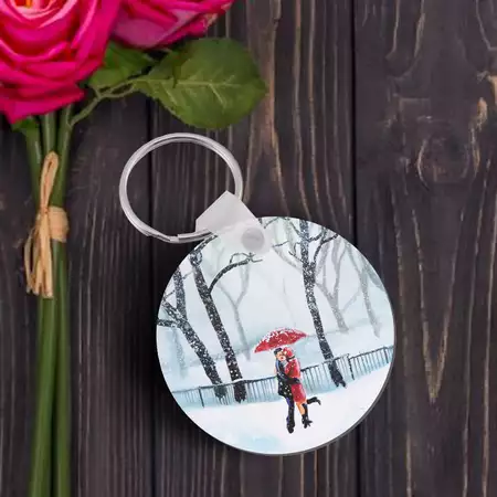 Custom Double Sided MDF Keychain - Round buy at ThingsEngraved Canada