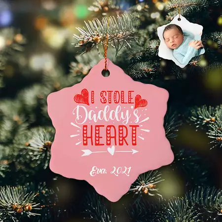 Custom I Stole Daddy's Heart Ceramic  Ornament buy at ThingsEngraved Canada