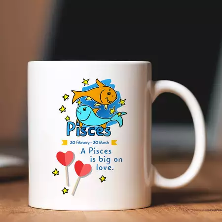 Pisces Mug with Custom Message buy at ThingsEngraved Canada