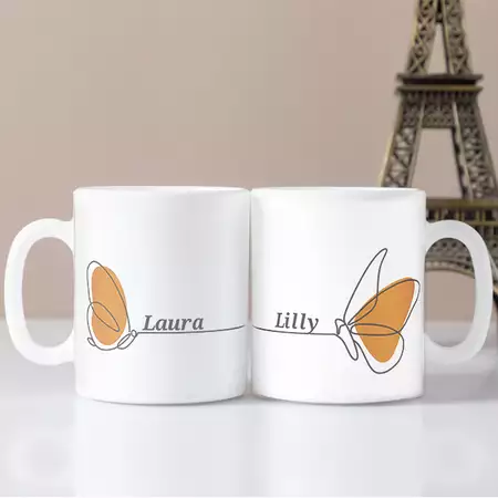Custom Butterflies Mug Set of 2 buy at ThingsEngraved Canada