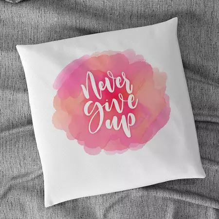 Never give up Cushion Cover 18" x 18" with Custom Name