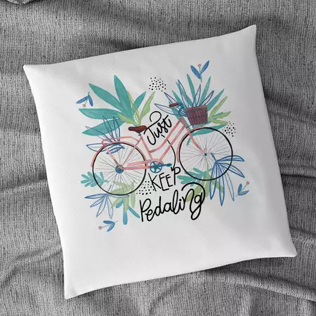 Keep Pedaling Cushion Cover with Custom Name 18" x 18" buy at ThingsEngraved Canada