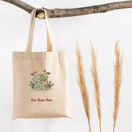 Cute Embroidery Couple Tote with Custom Name buy at ThingsEngraved Canada