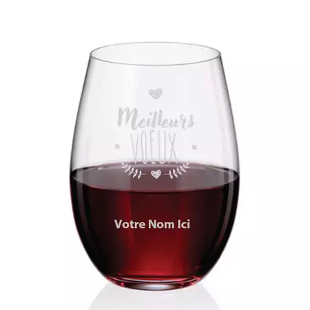 Meilleurs Vœux Stemless Wine glass buy at ThingsEngraved Canada