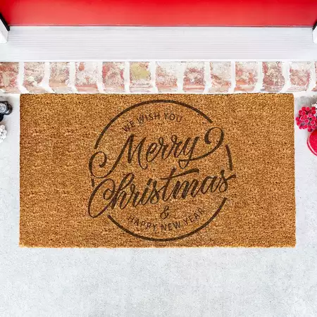 Merry Christmas and Happy New Year Door Mat 60cm x 40 cm buy at ThingsEngraved Canada