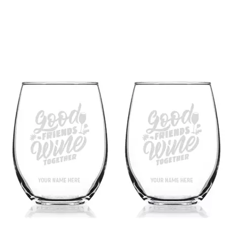 Friendship Stemless Wine Glass - Set of 2 buy at ThingsEngraved Canada