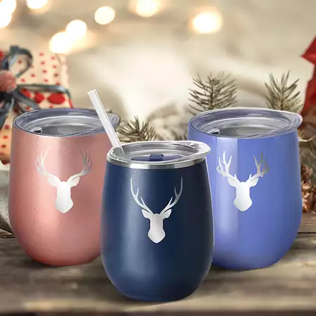 Reindeer Stemless Wine Cup - Set of 3