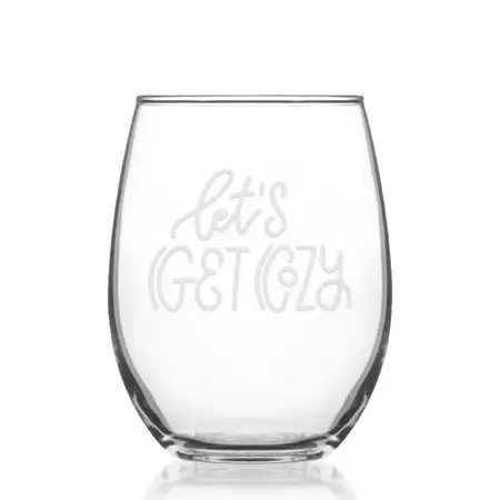 Lets Get Cozy Stemless Wine Glass