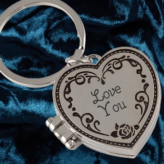 Triple Locket Heart Key Chain with Custom Name Engraving buy at ThingsEngraved Canada