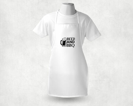 Beer and BBQ White Adult Apron